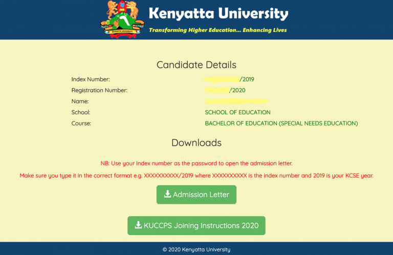 How to download Kenyatta University KUCCPS 2023/2024 Admission letter via admissionletters.ku.ac.ke