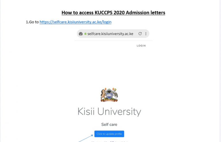 How to download Kisii University KUCCPS 2023/2024 Admission Letter via Self Care Account
