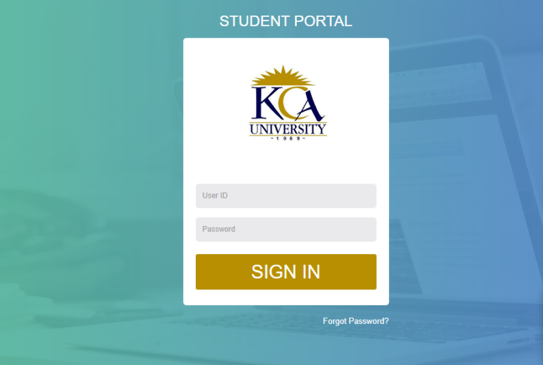 Log in to KCA University Student Portal portal.kca.ac.ke for online registration