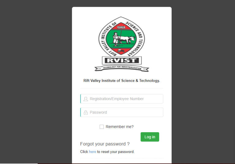 login to Rift Valley Institute of Science and Technology-RVIST Student Portal Portal.rvist.ac.ke for online Registration