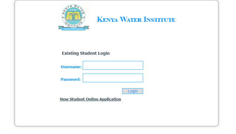 Login to kenya water institute (KEWI) students portal for online registration, assessment form