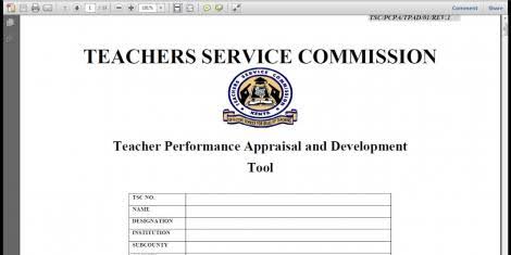 TSC TPAD forms for teachers and Pdf download 2023
