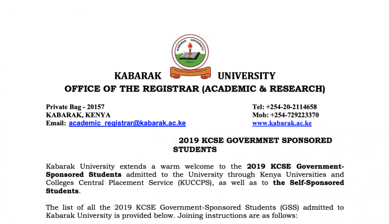 How to download Kabarak University KUCCPS 2020/2021 Admission letters; Kuccps admission list