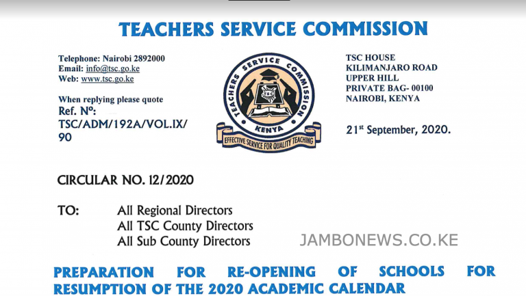 TSC Outlines Duties Teachers Will Be Performing In Preparations For Reopening