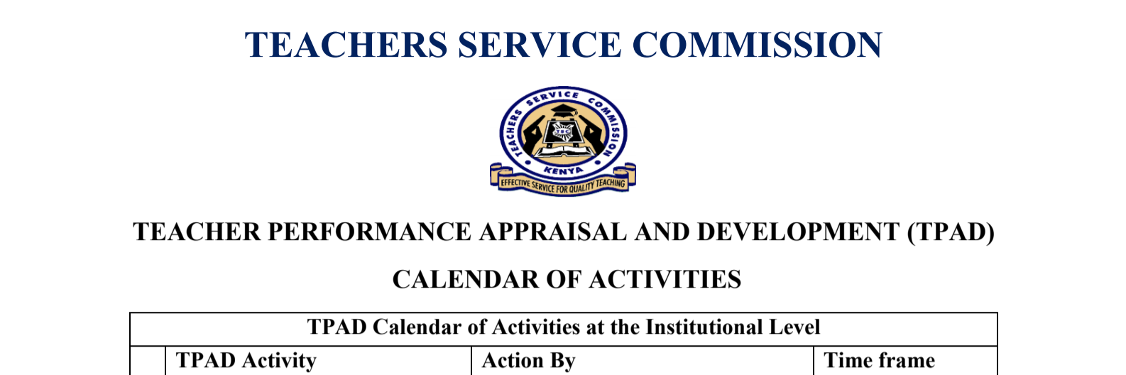 Tsc Calendar 2022 Tsc Tpad Calendar Of Activities Term Three 2021/2022 - Jambo News