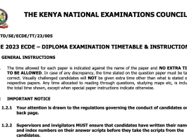 KNEC 2023 ECDE – Diploma Examination Timetable & Instructions